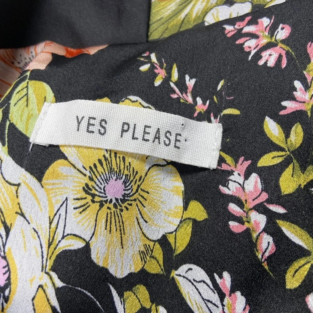 Yes Please Floral Belted Satin Blazer Size S Tie Closure Office to Drinks Jacket